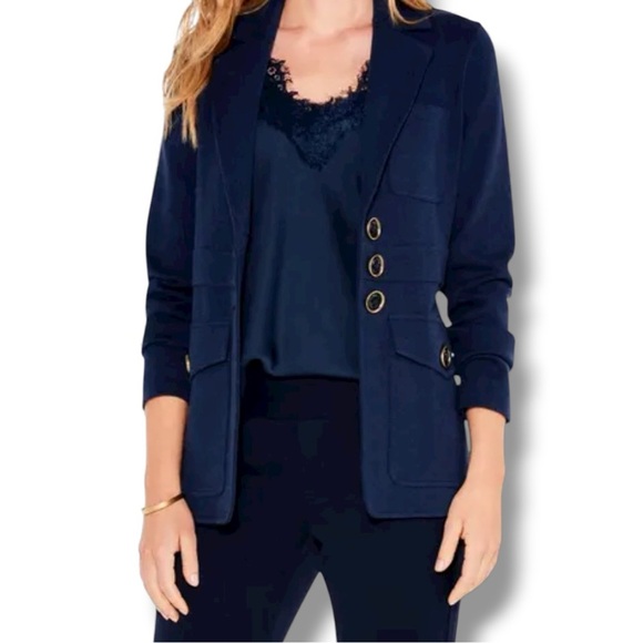 NIC+ZOE Jackets & Blazers - NIC+ZOE Editor Knit Women's Blazer with Button Detail - Dark Indigo XL